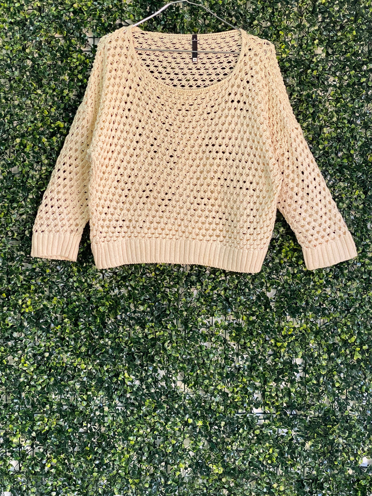 Woolworths Cream Open-Knit Cotton Blend Jersey — front