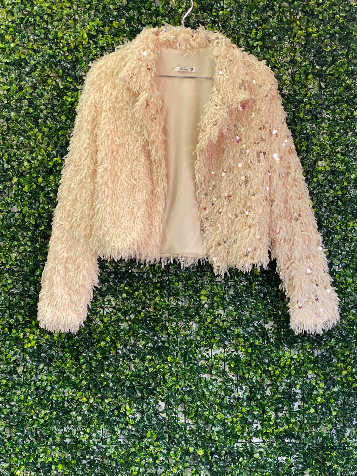 Kaimen Ivory Sequin Textured Cardigan — front