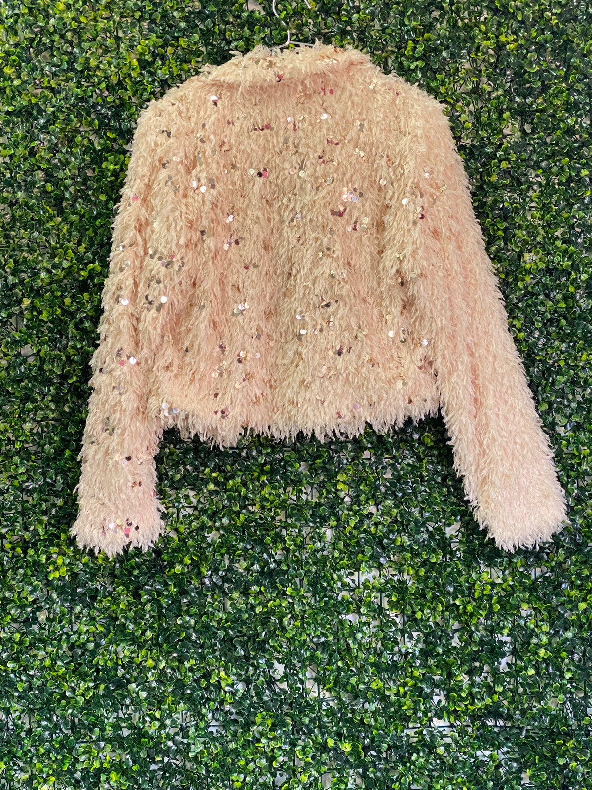Kaimen Ivory Sequin Textured Cardigan — back