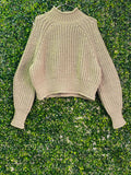 H&M Oatmeal Chunky Knit Balloon Sleeve Sweater — front