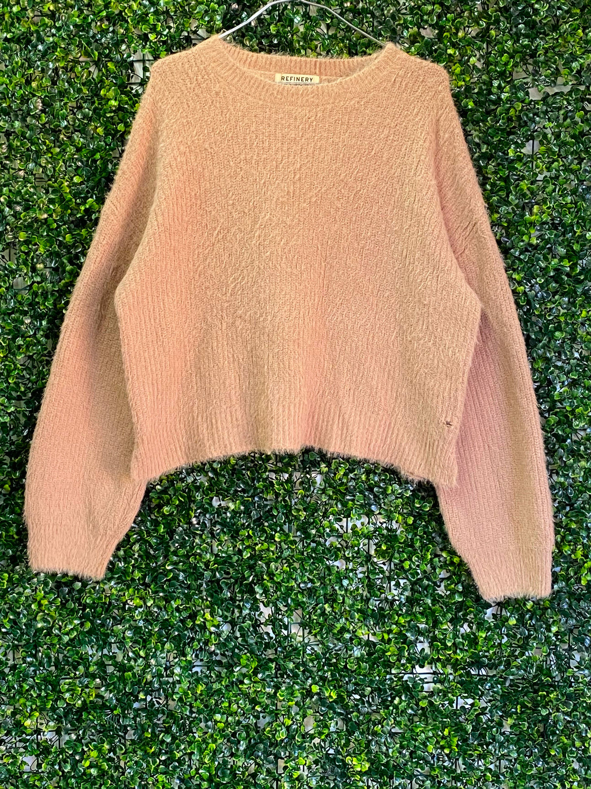 Refinery Beige Fluffy Knit Sweater — front