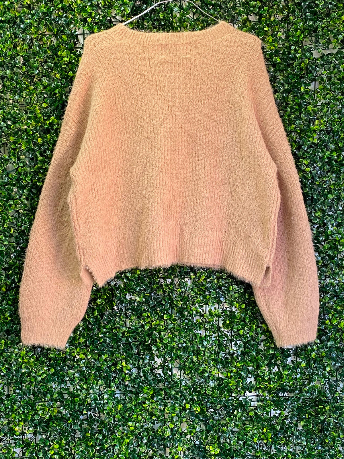 Refinery Beige Fluffy Knit Sweater — back
