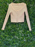 Levi's Neutral Ribbed Button Cardigan — front