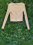 Levi's Neutral Ribbed Button Cardigan — front