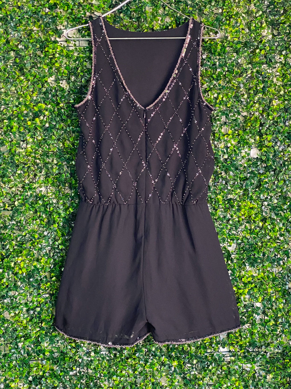 Woolworths Black Beaded Diamond Romper — front
