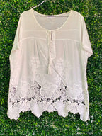Queenspark White Lace-Hem Blouse — 01_front