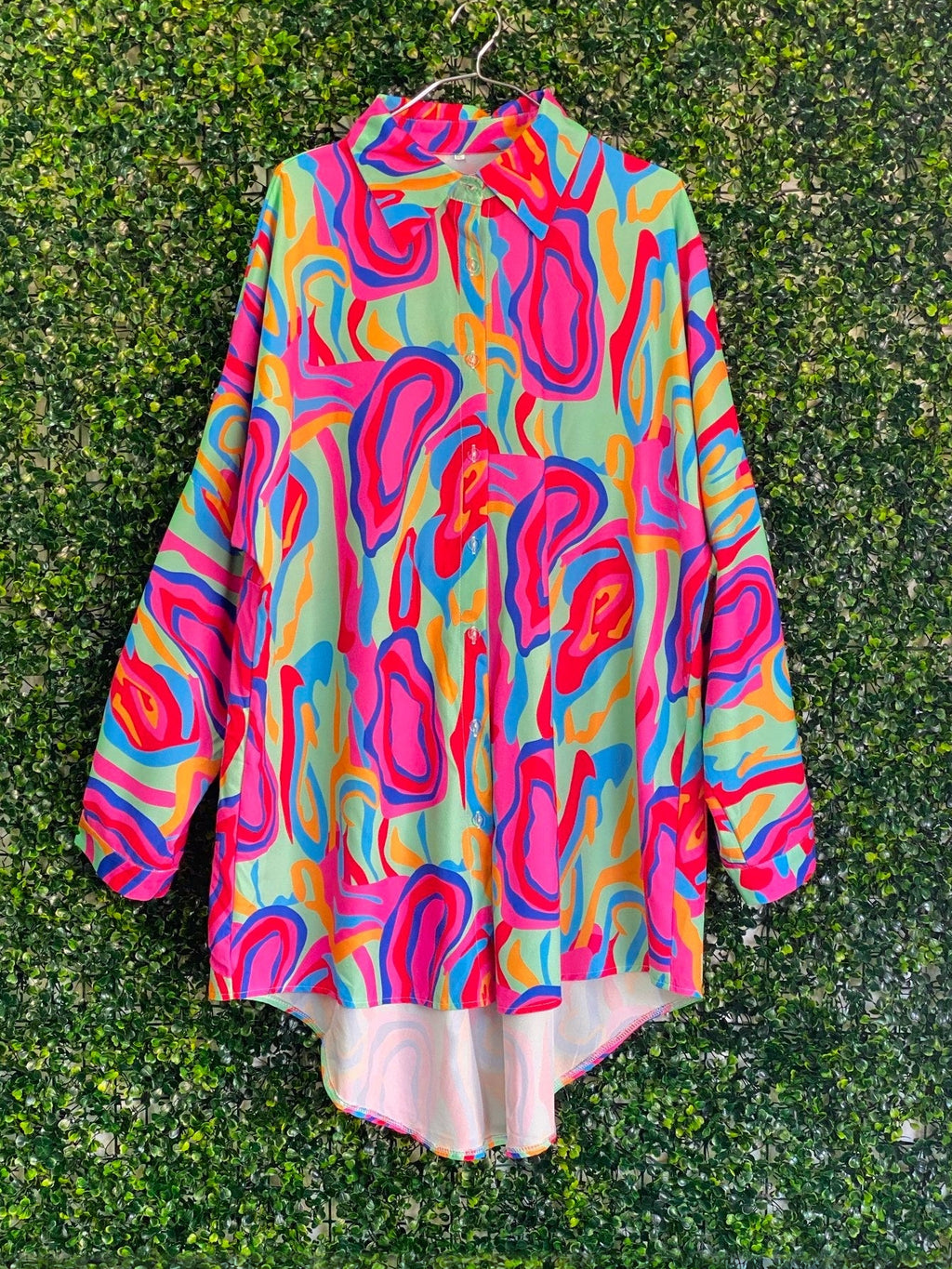 Mint Swirl Print Shirt — 01-front