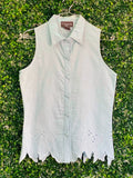 Chiffons London Mint Linen Blouse — 01-front