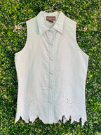 Chiffons London Mint Linen Blouse — 01-front