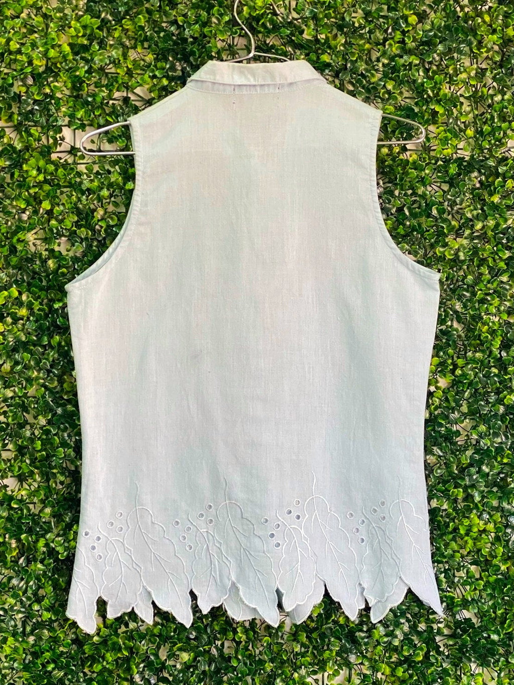 Chiffons London Mint Linen Blouse — 02-back