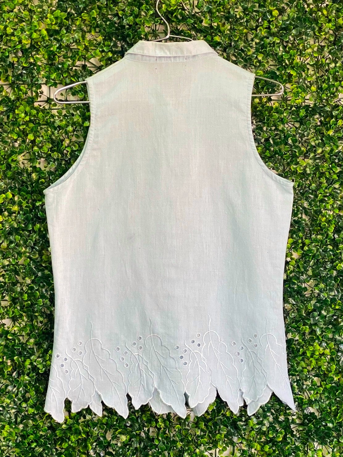 Chiffons London Mint Linen Blouse — 02-back