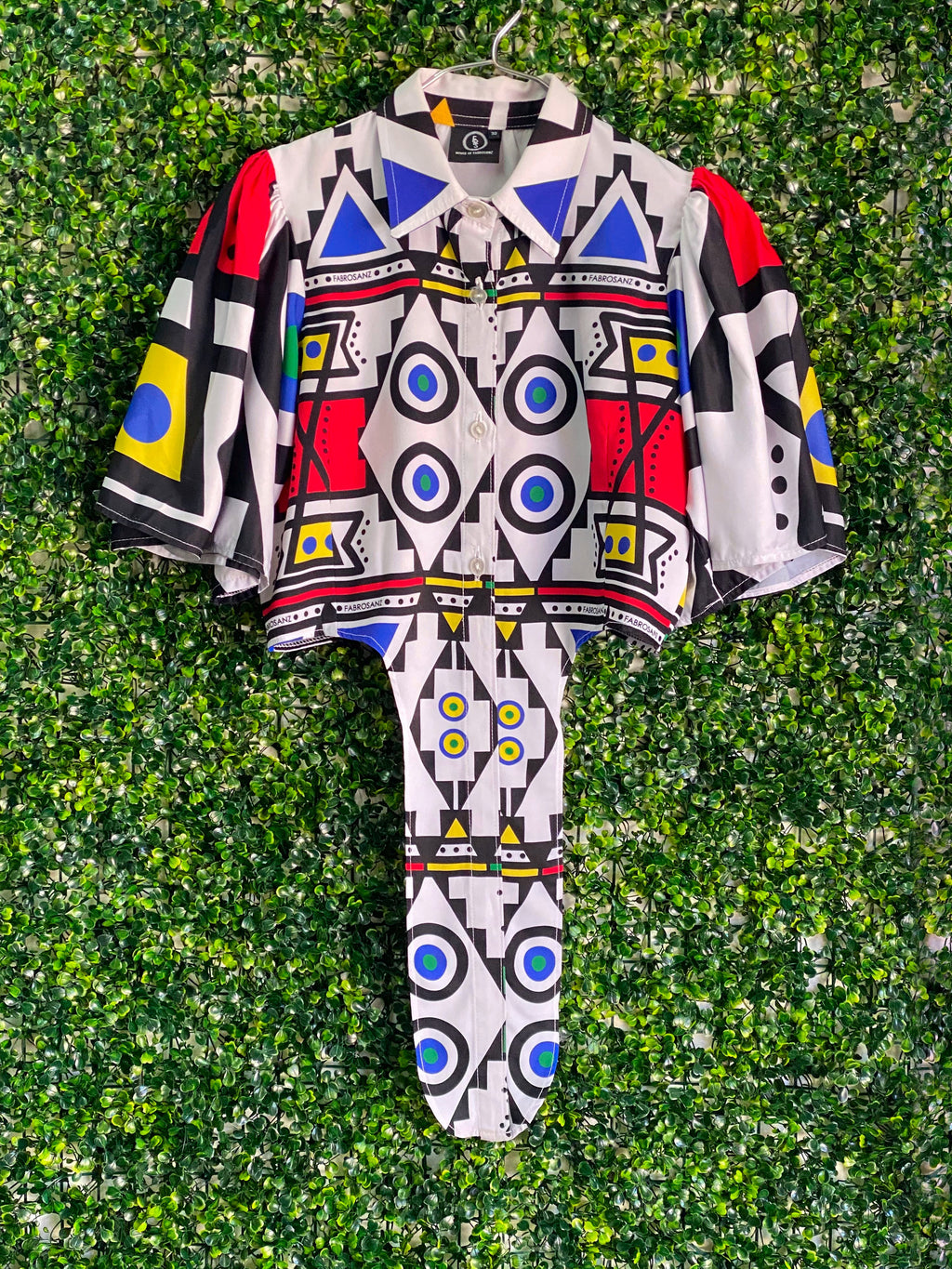 House of Fabrosanz Multicolour Geometric Long-Tail Shirt — front