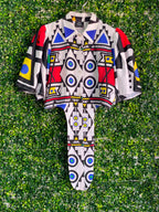 House of Fabrosanz Multicolour Geometric Long-Tail Shirt — front