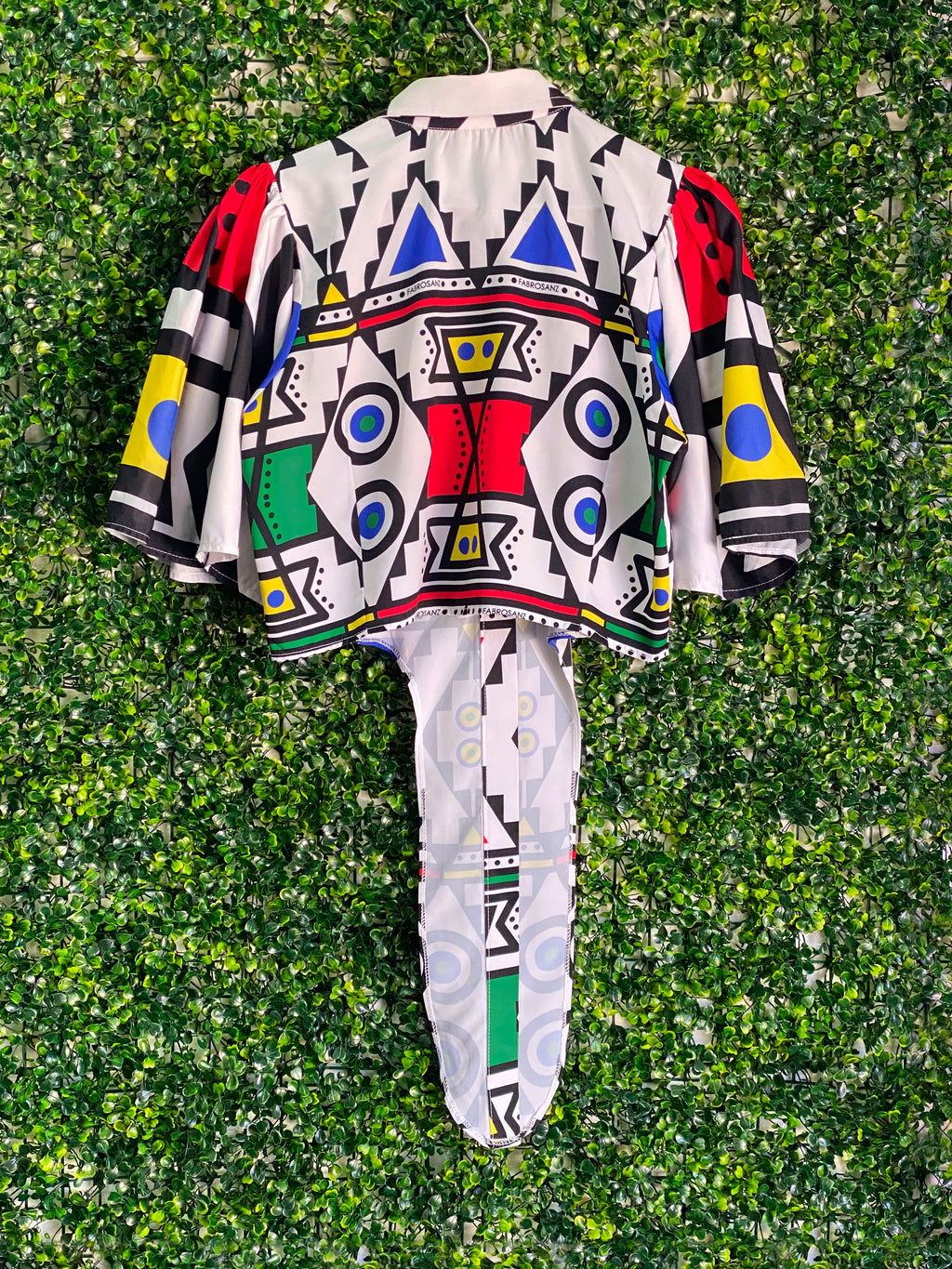 House of Fabrosanz Multicolour Geometric Long-Tail Shirt — back