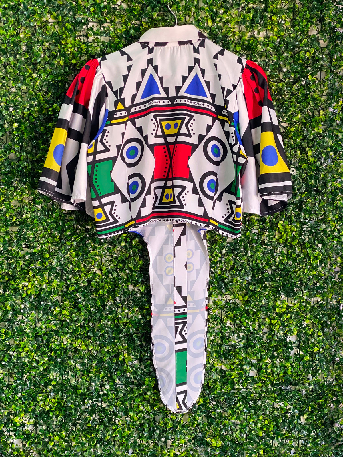 House of Fabrosanz Multicolour Geometric Long-Tail Shirt — back