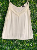 DMF Cream Lace-Trim V-Neck Camisole — front