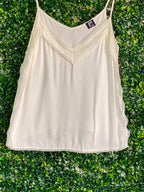 DMF Cream Lace-Trim V-Neck Camisole — front
