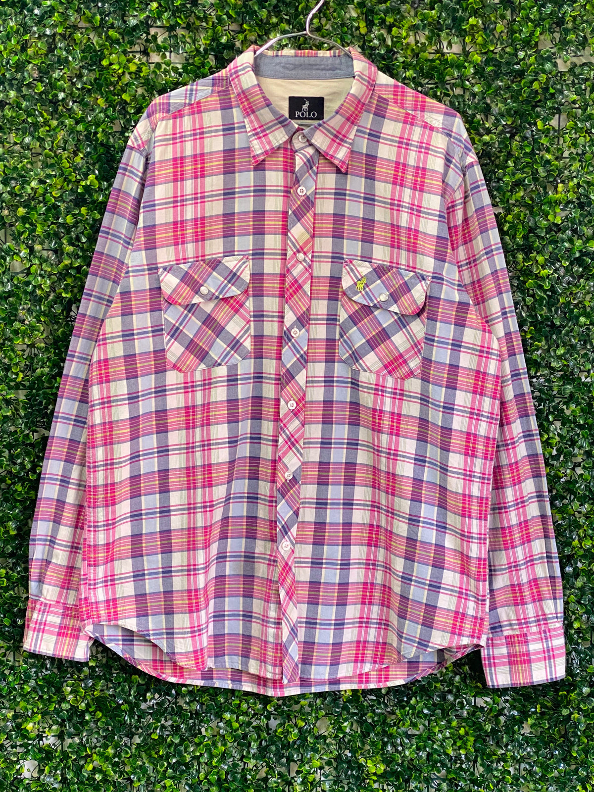 Polo Pink Multicolour Plaid Cotton Shirt — front