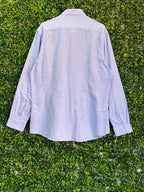 Zara Light Blue Slim-Fit Textured Shirt — back