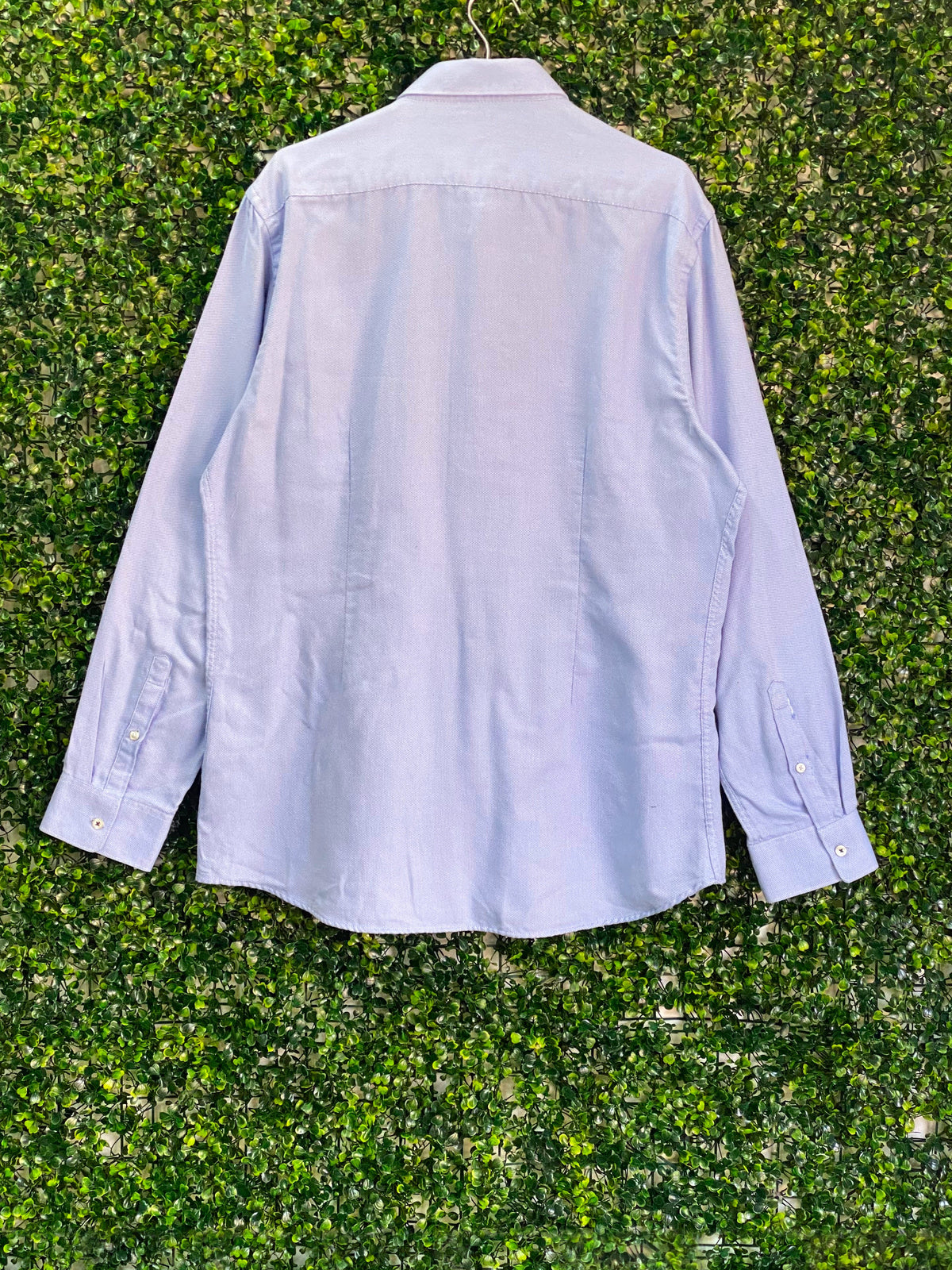 Zara Light Blue Slim-Fit Textured Shirt — back