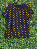 Mango Navy Pineapple Print T-Shirt — front