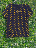 Mango Navy Pineapple Print T-Shirt — front