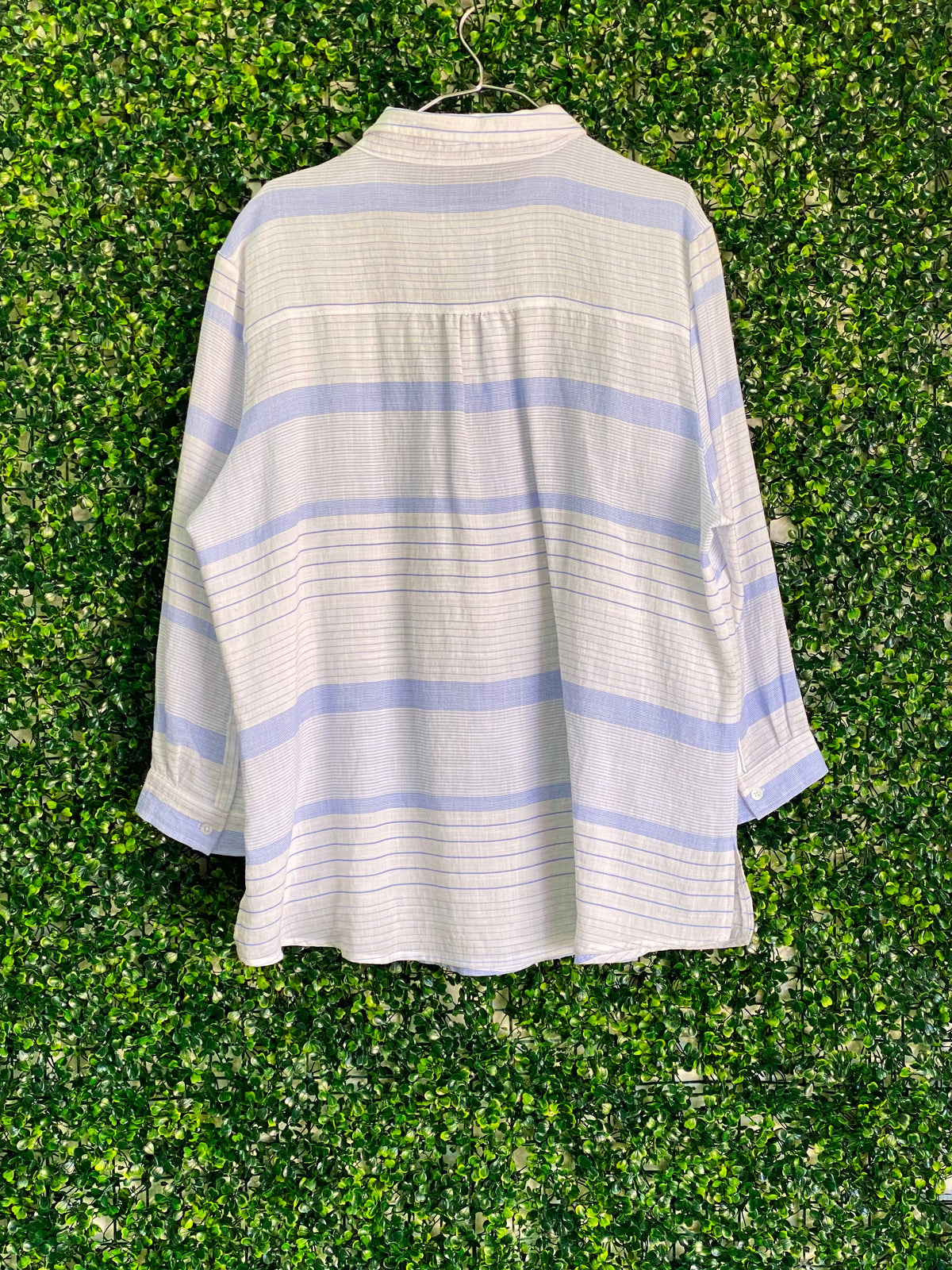 Equinox Pale Blue Stripe Relaxed Tunic Shirt — back