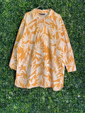 LCW Modest Mustard Leaf Print Shirt Dress — front