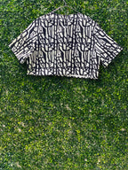 LB Couture Black & White Abstract Crop Top — back