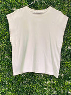 Zara White Cotton Sleeveless Boxy Top — front