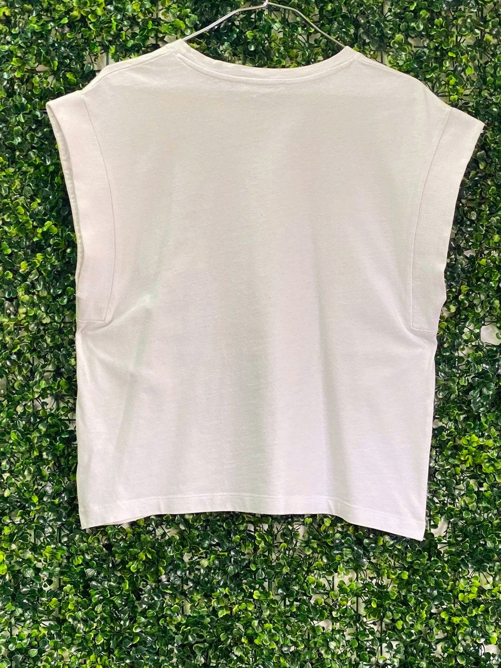 Zara White Cotton Sleeveless Boxy Top — back