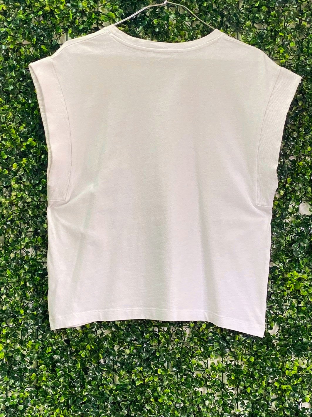 Zara White Cotton Sleeveless Boxy Top — back