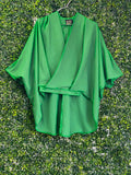 Leigh Schubert Emerald Green Draped Blouse — front
