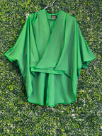Leigh Schubert Emerald Green Draped Blouse — front