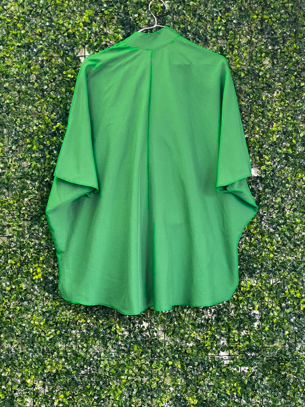 Leigh Schubert Emerald Green Draped Blouse — back