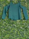 Dailyfriday Forest Green Cold-Shoulder Blouse — front