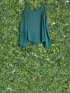 Dailyfriday Forest Green Cold-Shoulder Blouse — back