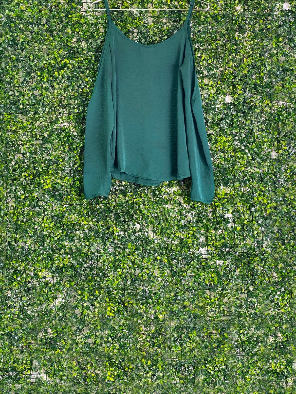 Dailyfriday Forest Green Cold-Shoulder Blouse — back