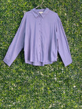 Lilac Linen-Blend Relaxed Button-Up Shirt — front
