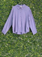 Lilac Linen-Blend Relaxed Button-Up Shirt — front