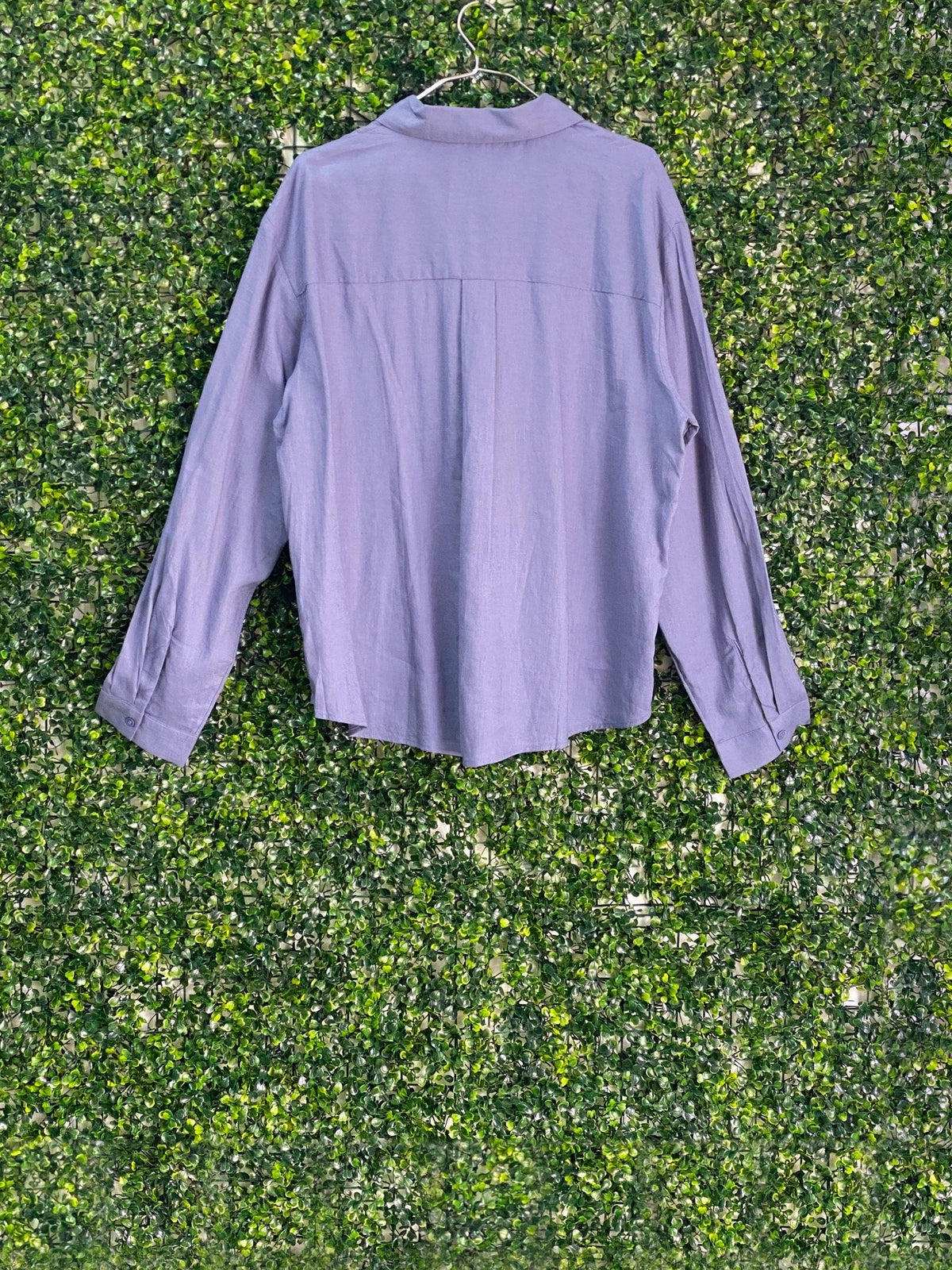 Lilac Linen-Blend Relaxed Button-Up Shirt — back