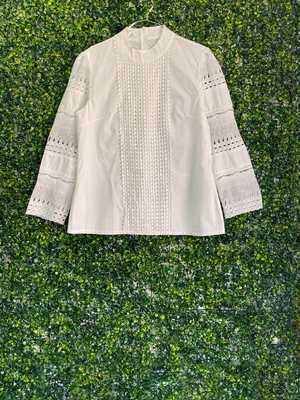 SHSHDHZX White Broderie Panel Blouse — front