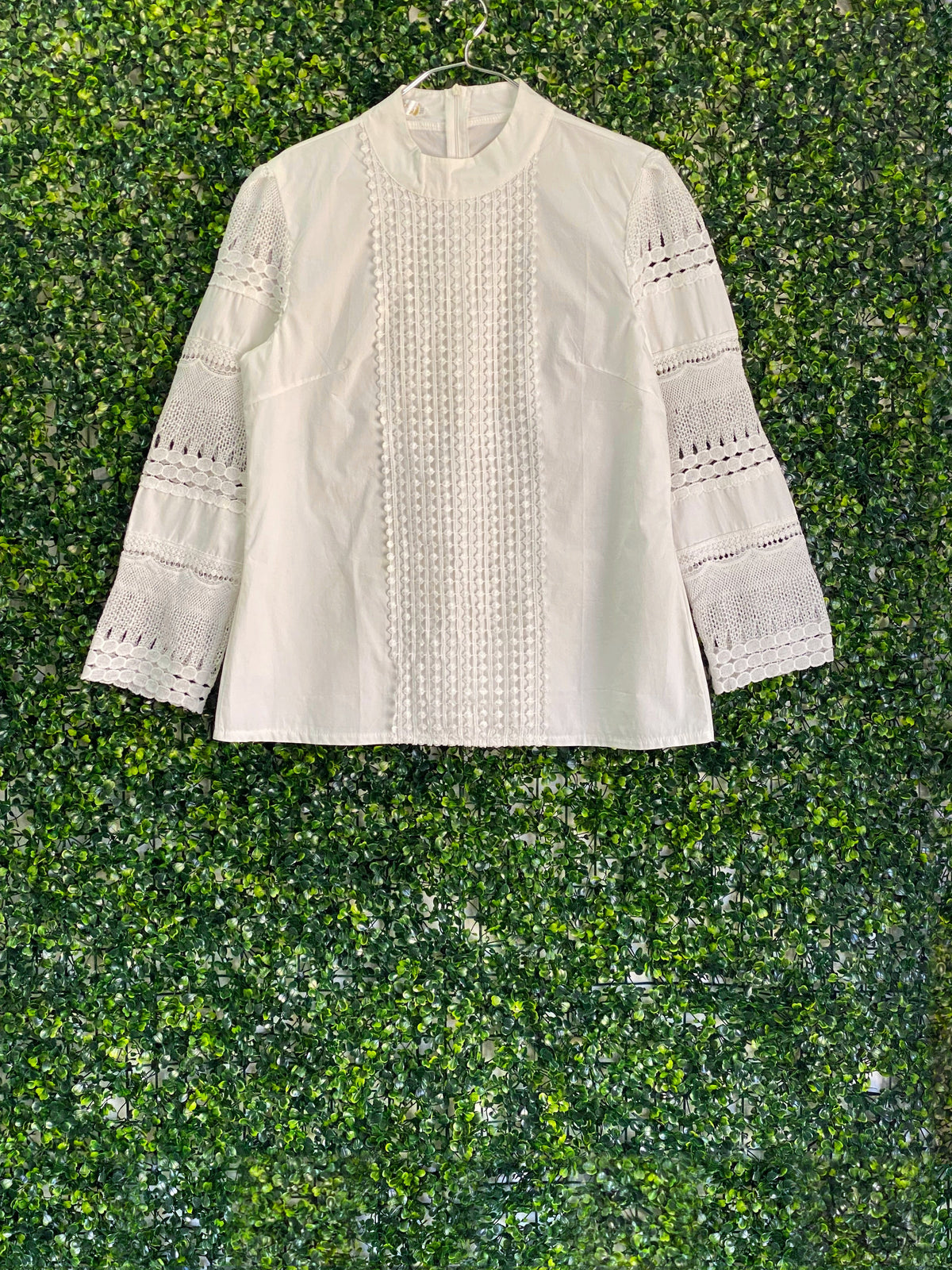 SHSHDHZX White Broderie Panel Blouse — front