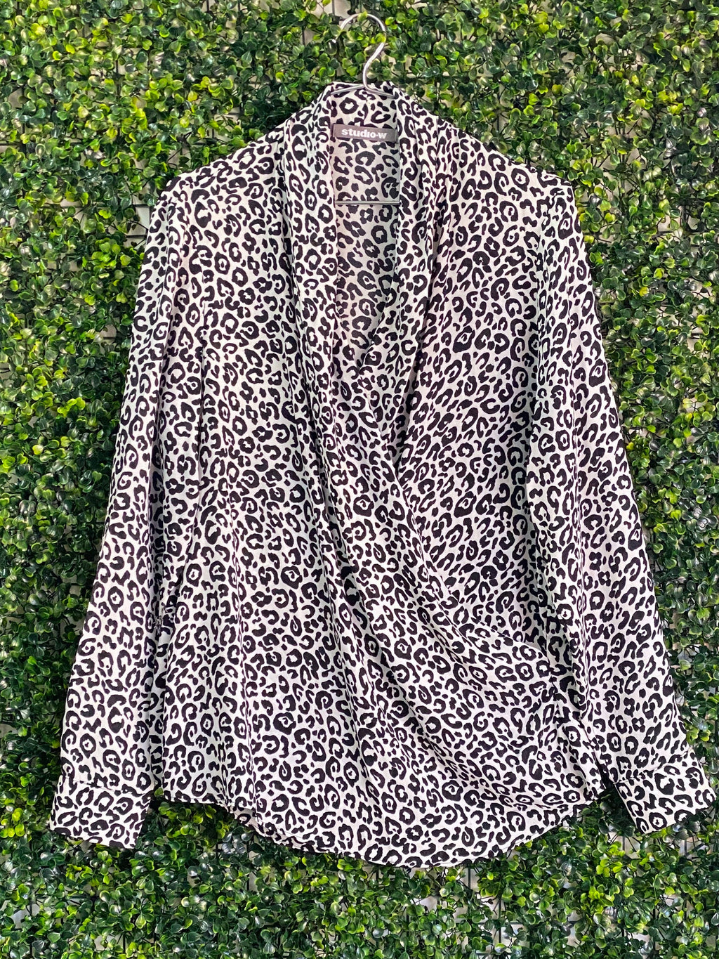 Studio.W Black & White Leopard Print Blouse — front