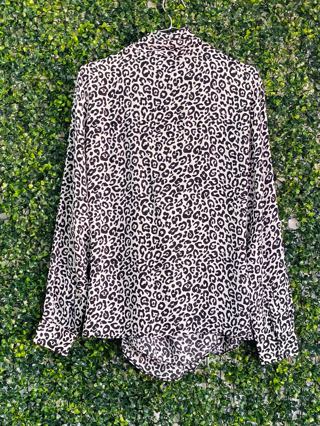 Studio.W Black & White Leopard Print Blouse — back