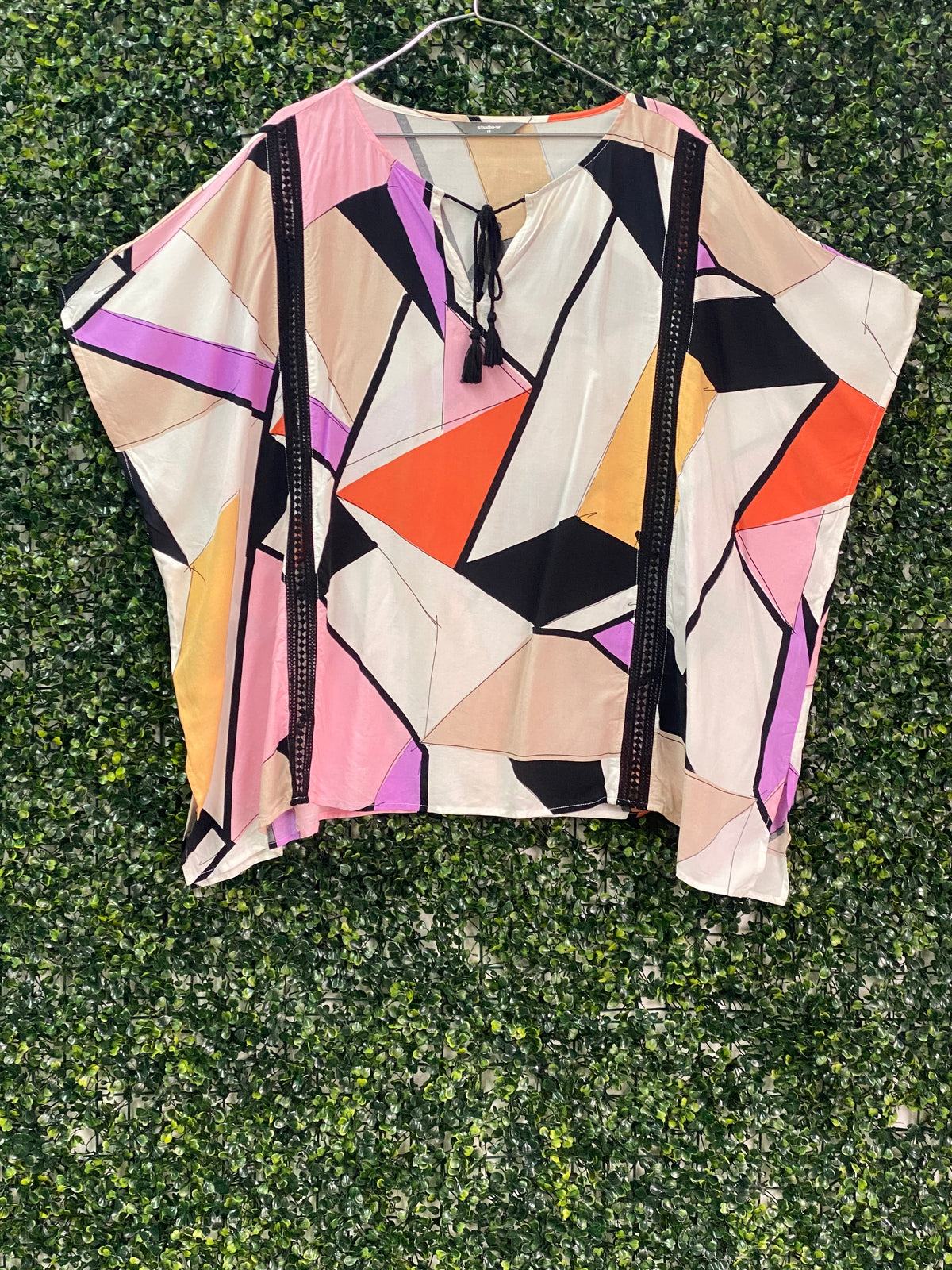 Studio.W Multicolour Geometric Tassel Kaftan Top — front
