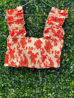 Africa Idol Orange Floral Ruched Crop Top — back