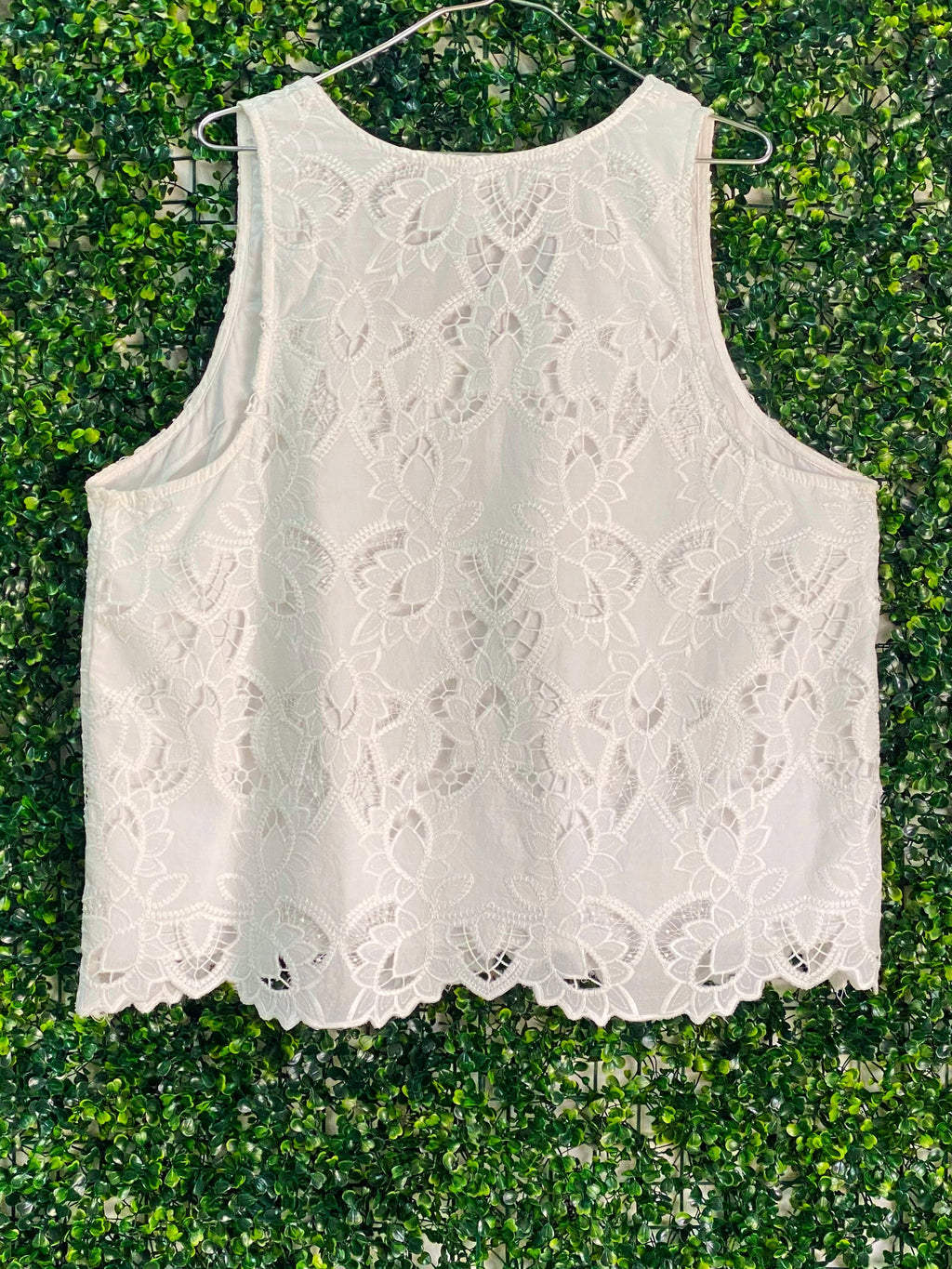 Foschini White Cotton Lace Sleeveless Top — back