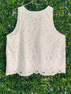 Foschini White Cotton Lace Sleeveless Top — back