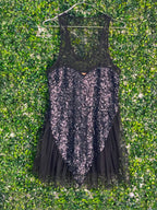 Triple Seven Black Sequin Mesh Top — front